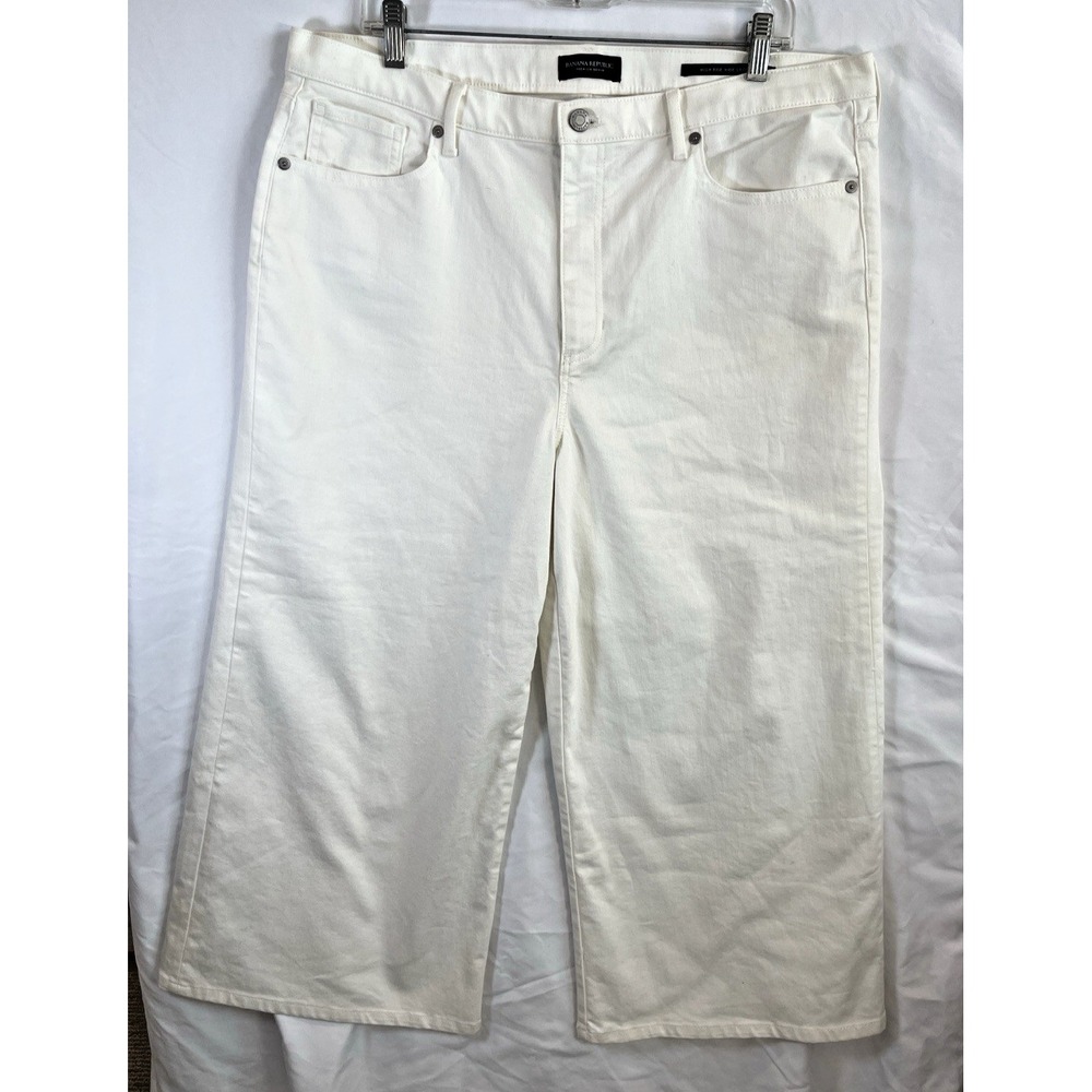 Banana Republic Womens High Rise Wide Crop Leg White 33S (16) Extra Large Chino